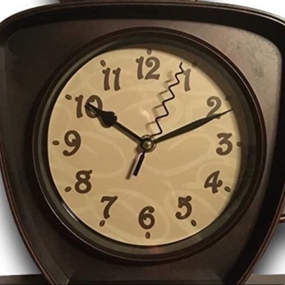 Coffee Cup Cappuccino Clock Battery Operated Wall Clock or Freestanding Brown - Picture 5 of 16